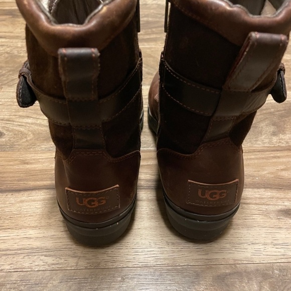 UGG Kesey Waterproof Women’s Leather Shearling Boots Chestnut Size 8 - Picture 4 of 12